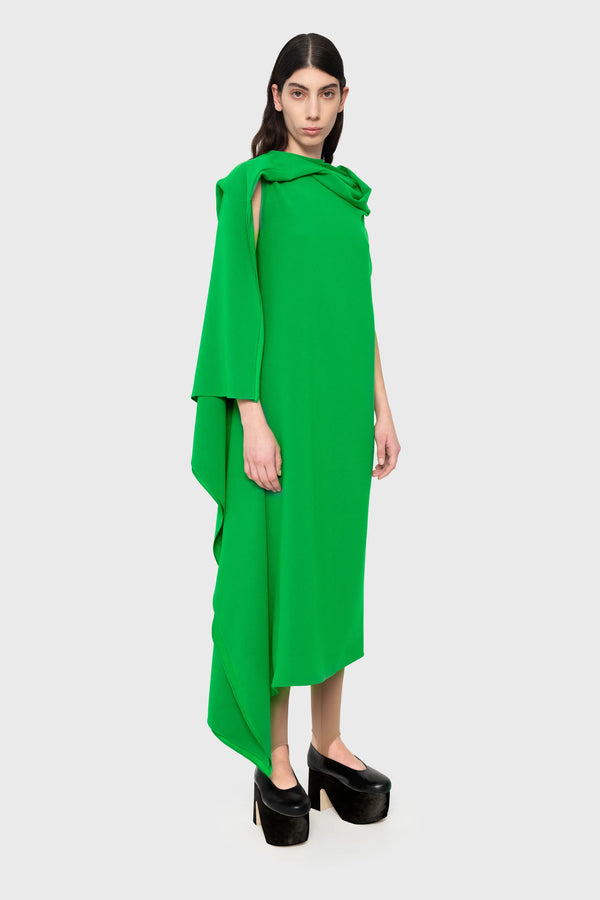 Green asymmetrical sleeveless dress