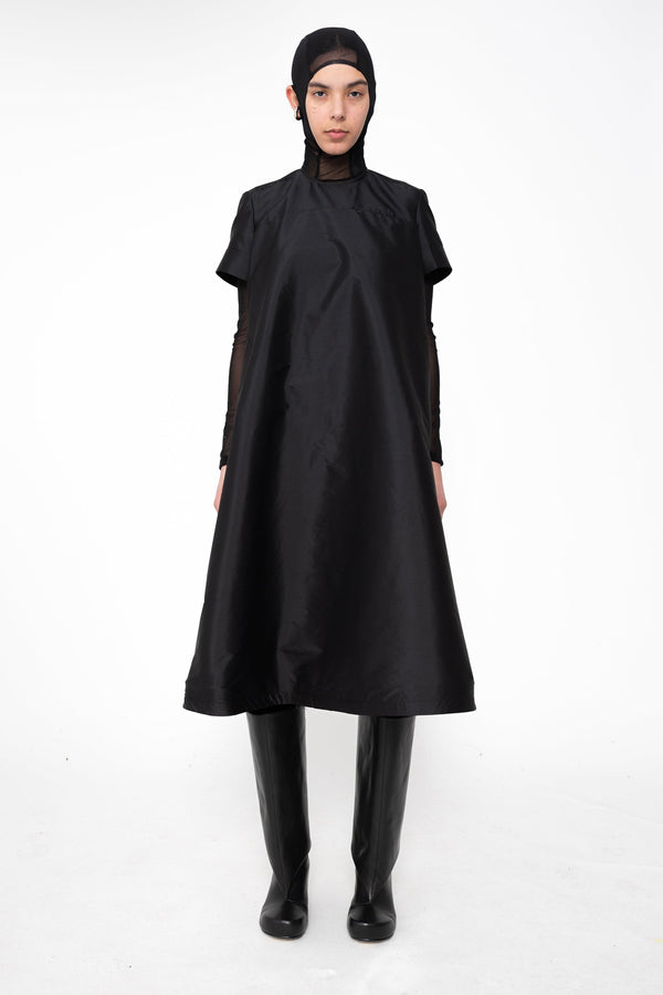 BLACK MIKADO A-LINE DRESS